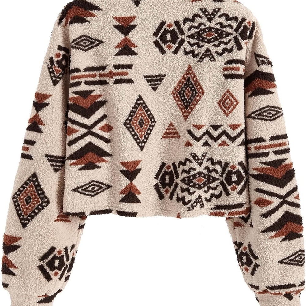 Aztec Patterned Cream and Brown Sweater